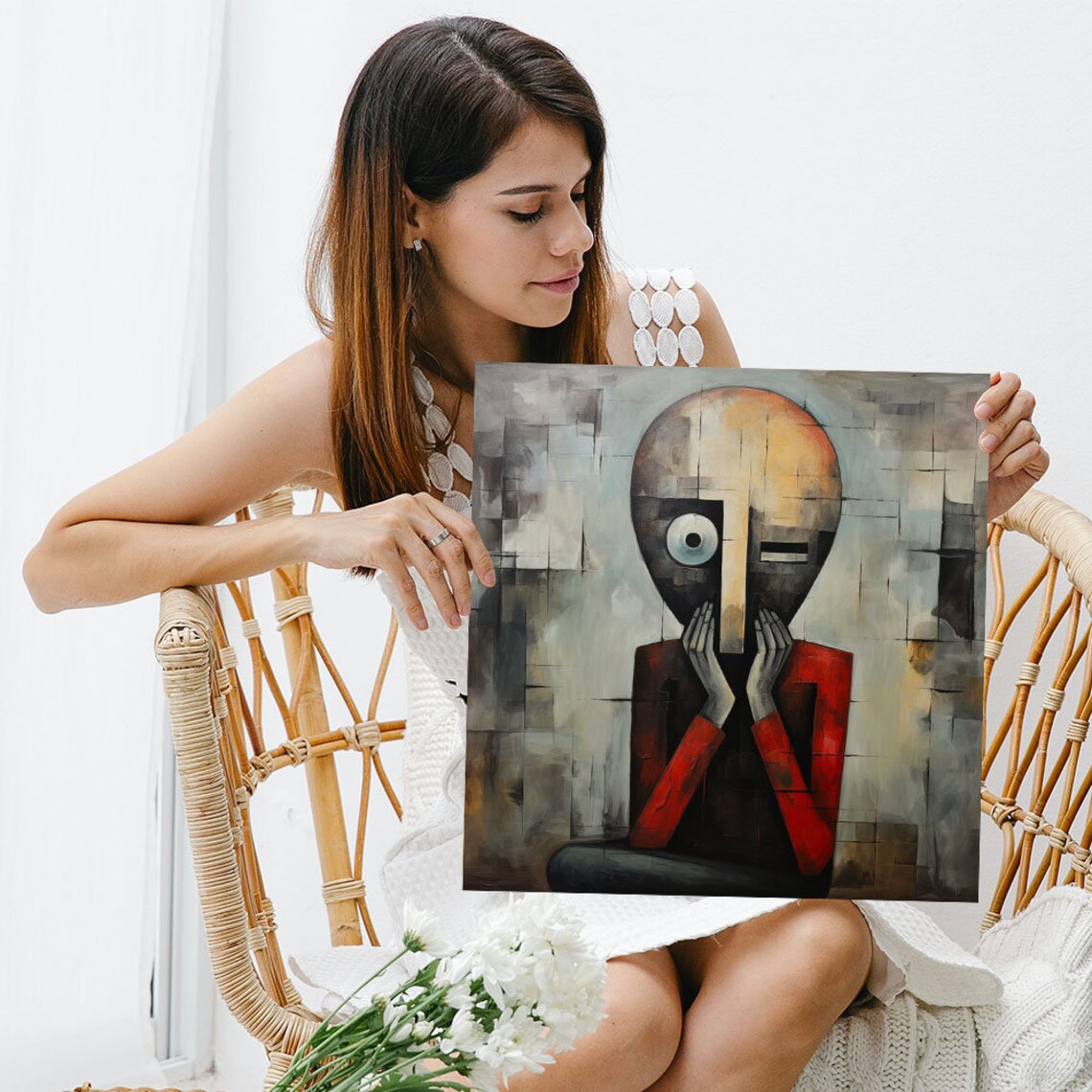 Abstract Face Art Print, Modern Contemporary Decor - Image 3