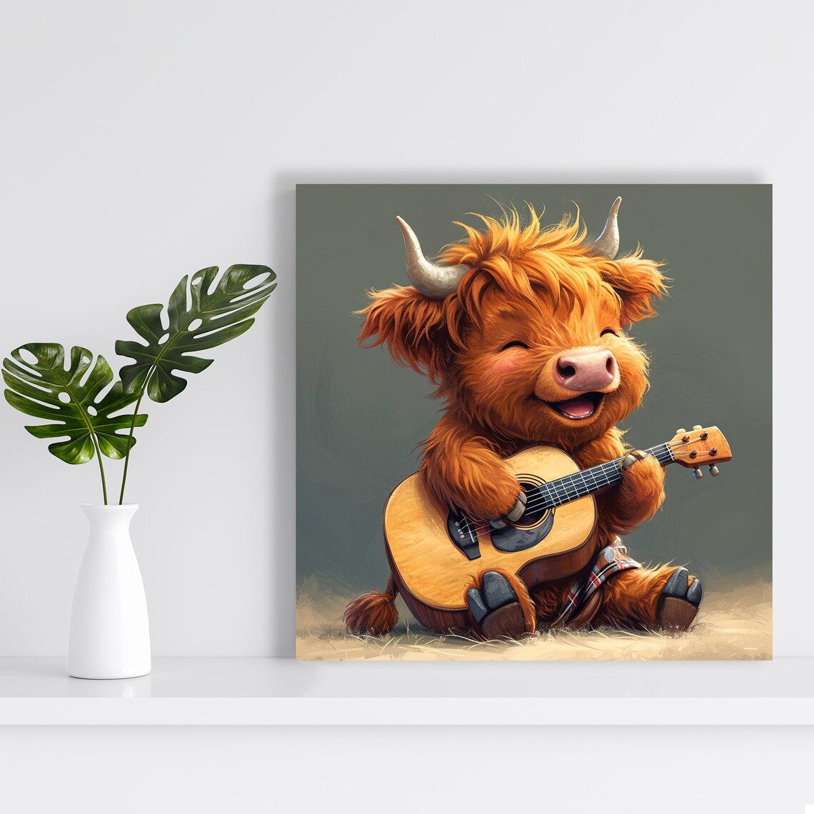 Highland Cow Whimsical Animal Music Wall Art Print - Image 2