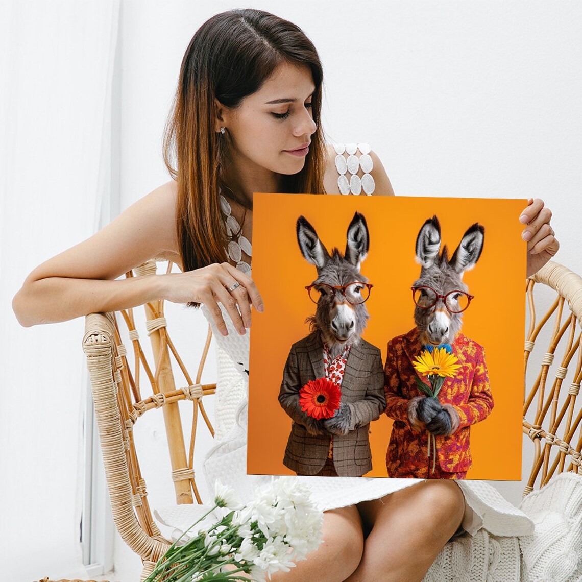 Dapper Donkey Duo Pop Art Poster, Modern Decor - Image 3