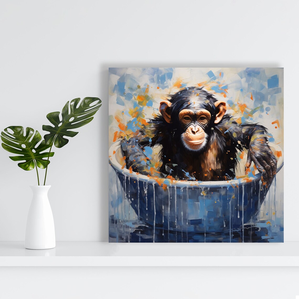 Monkey In Bathtub Poster, Bathroom Wall Art - Image 3