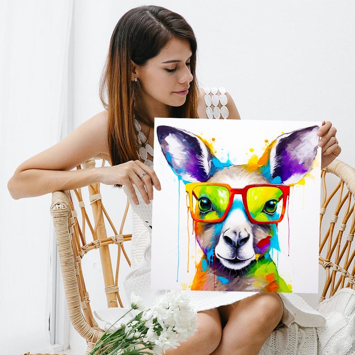 Cool Kangaroo Wearing Rainbow Glasses Colorful Pop Art Animal Poster - Image 3