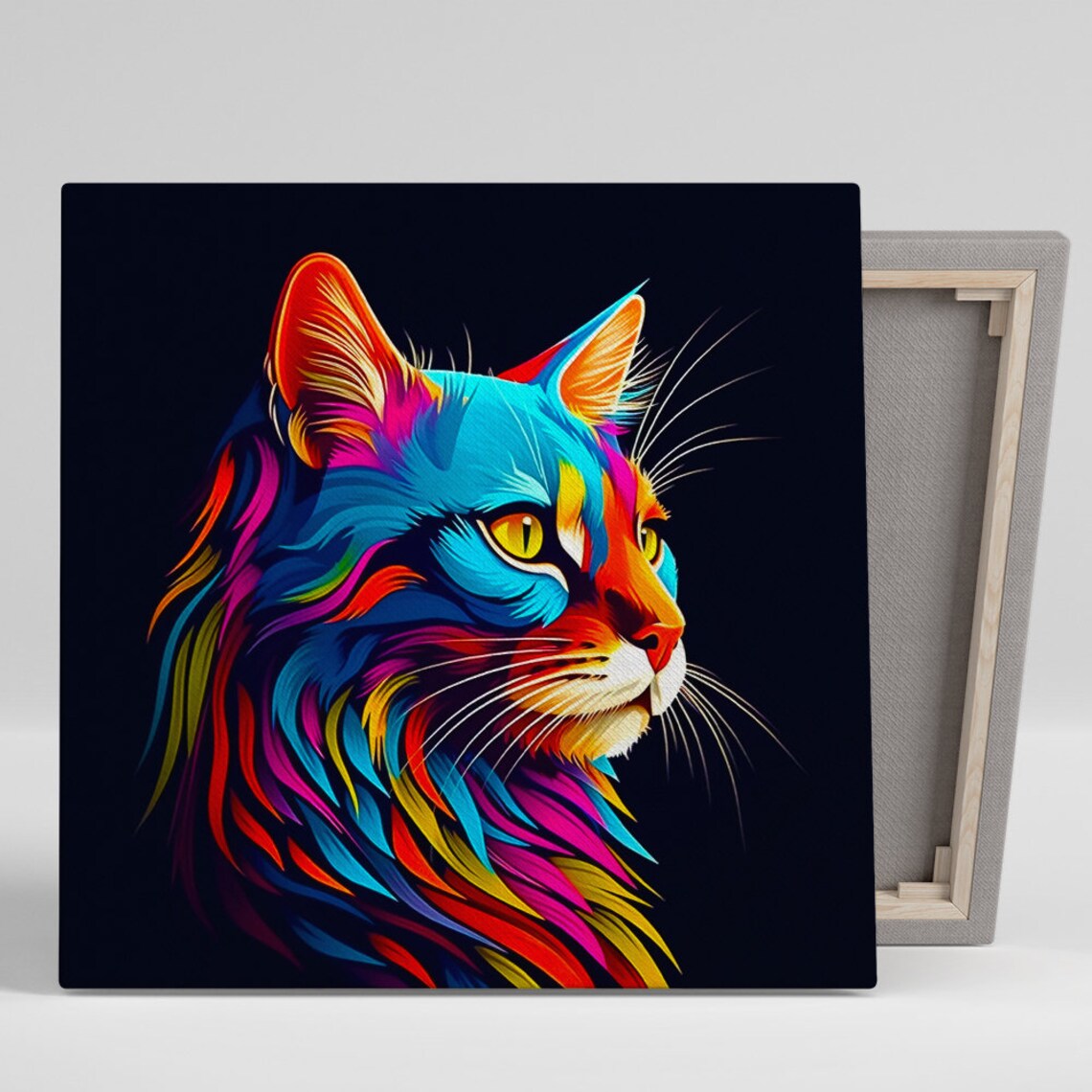 Pop Art Cat Fusion Poster, Modern Living Room Decor
