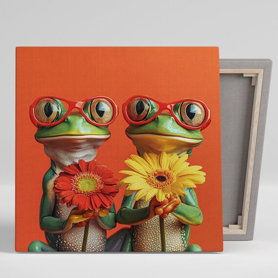 Funky Frog Duo Poster, Whimsical Animal Decor