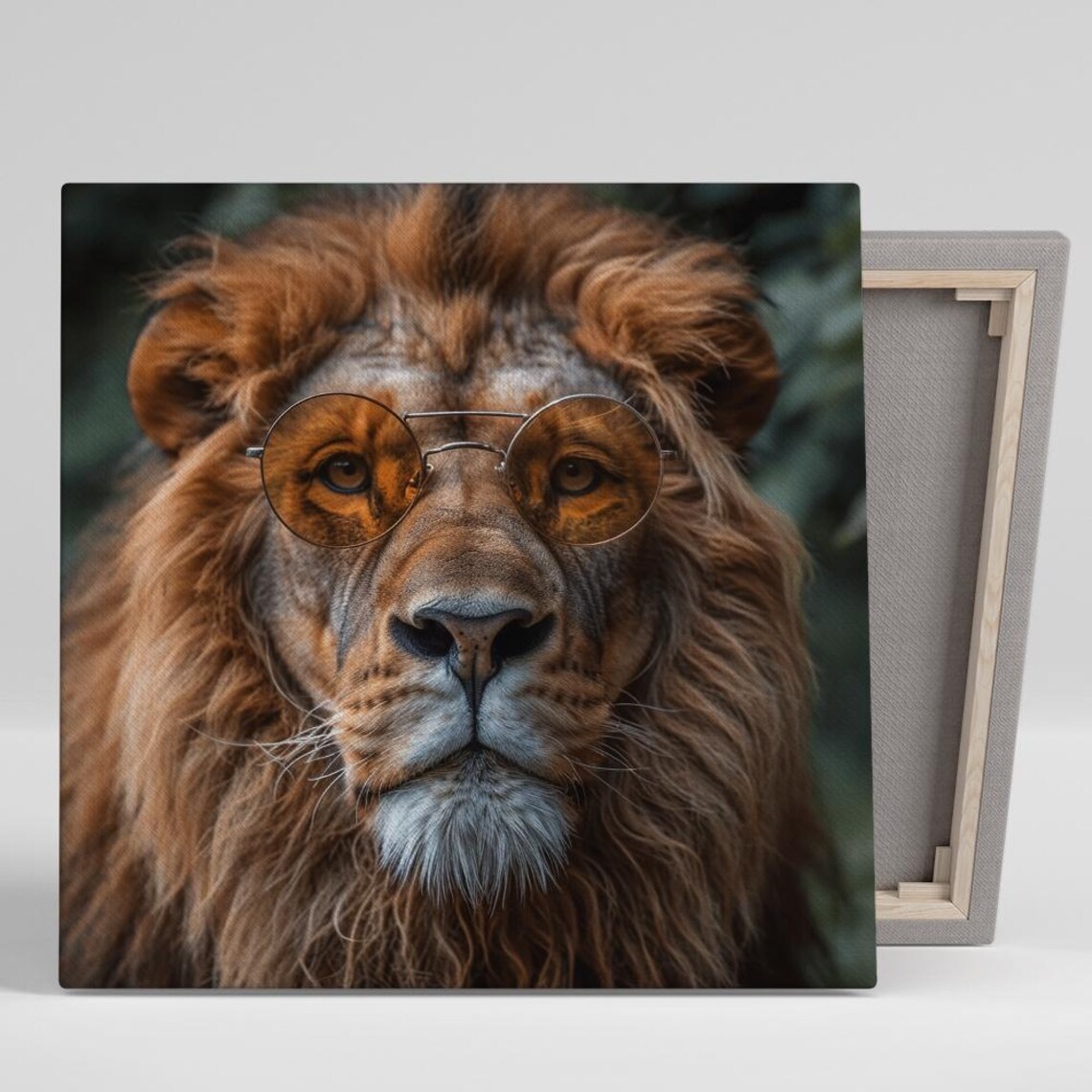 Wise Lion Wearing Glasses Scholar Hipster Portrait Animal Art Poster