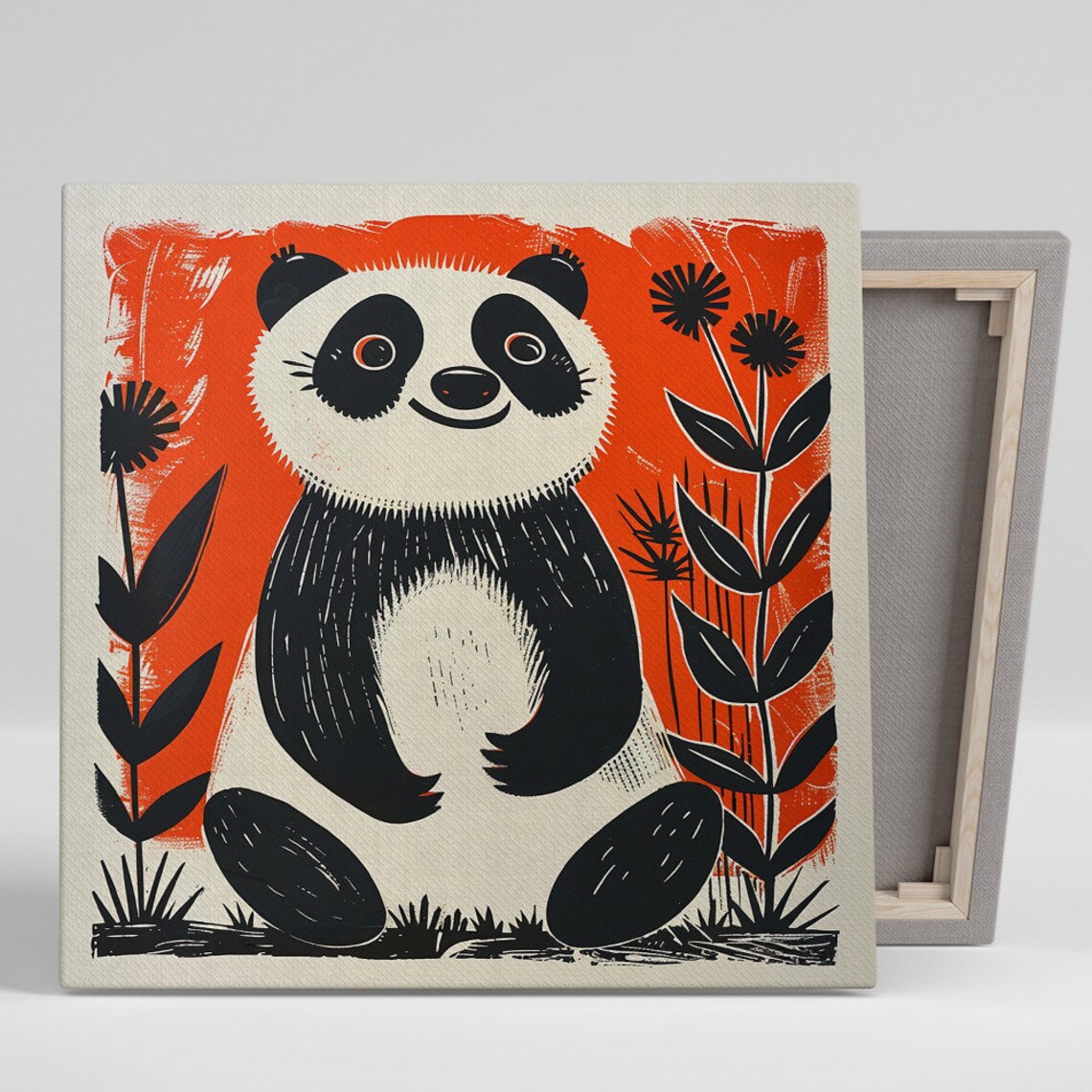 Cheerful Panda Whimsical Retro Animal Art Print