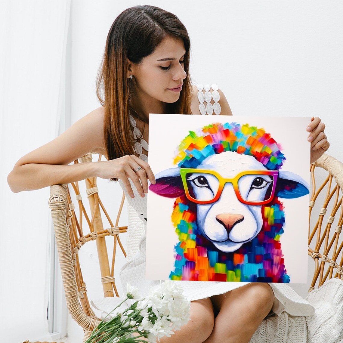 Rainbow Sheep Spectacles, Whimsical Pop Art Print - Image 3