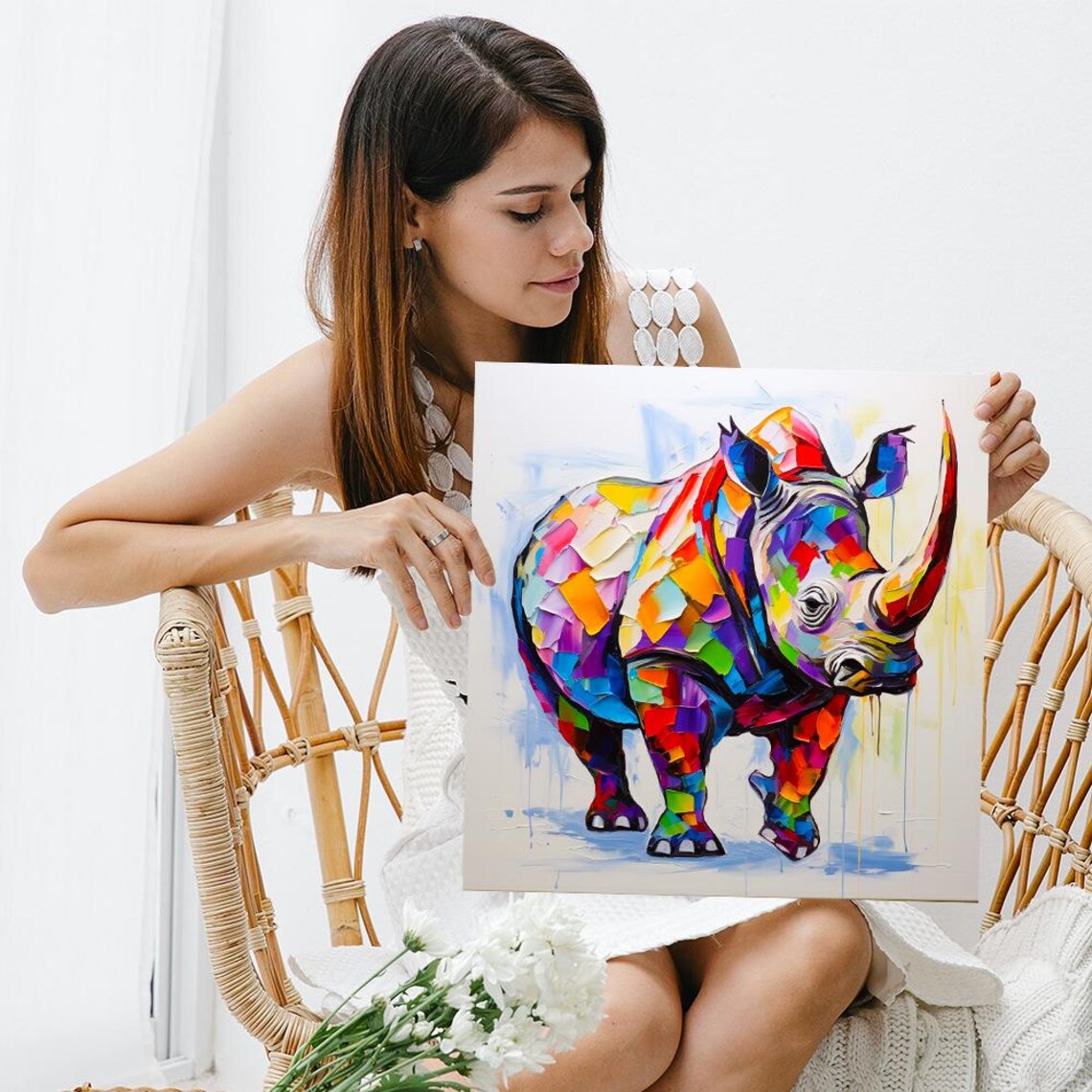 Kaleidoscopic Rhino Abstract Contemporary Art Print - Image 3