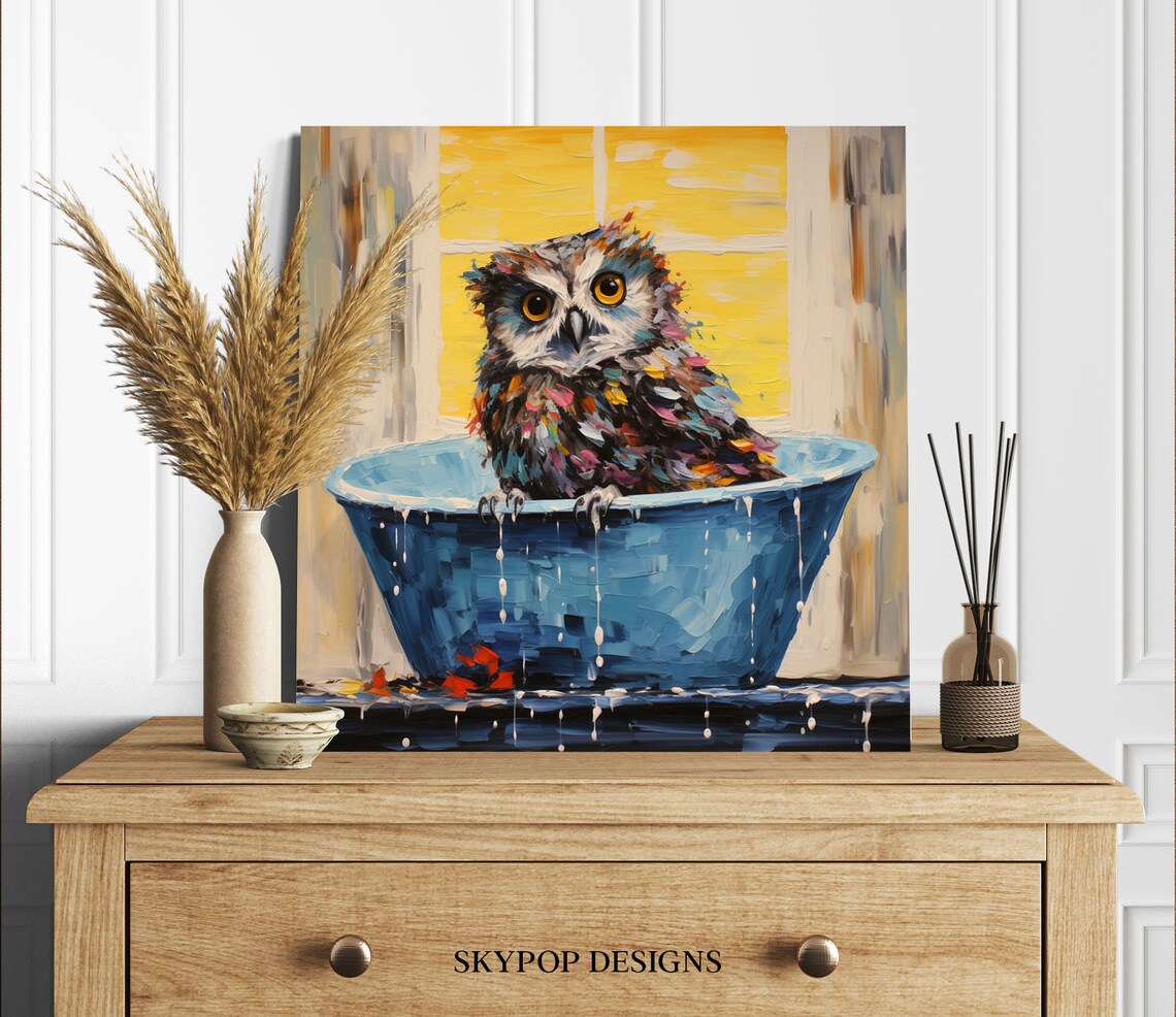 Owl In Bathtub Bathroom Wall Art, Animal Poster - Image 2