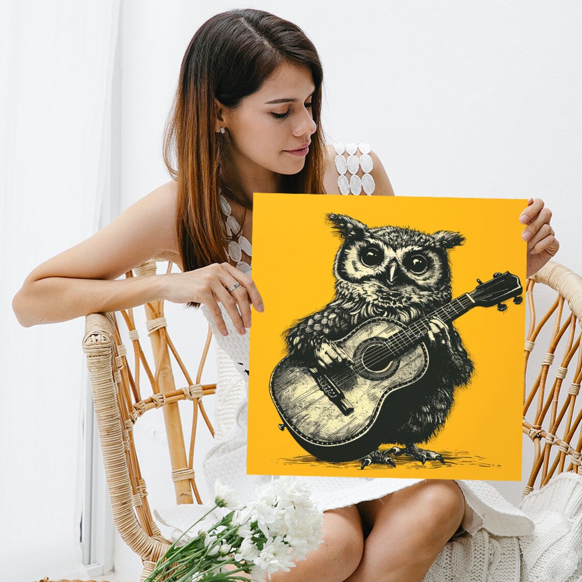 Owl Serenade Art Print, Whimsical Animal Music Decor - Image 3