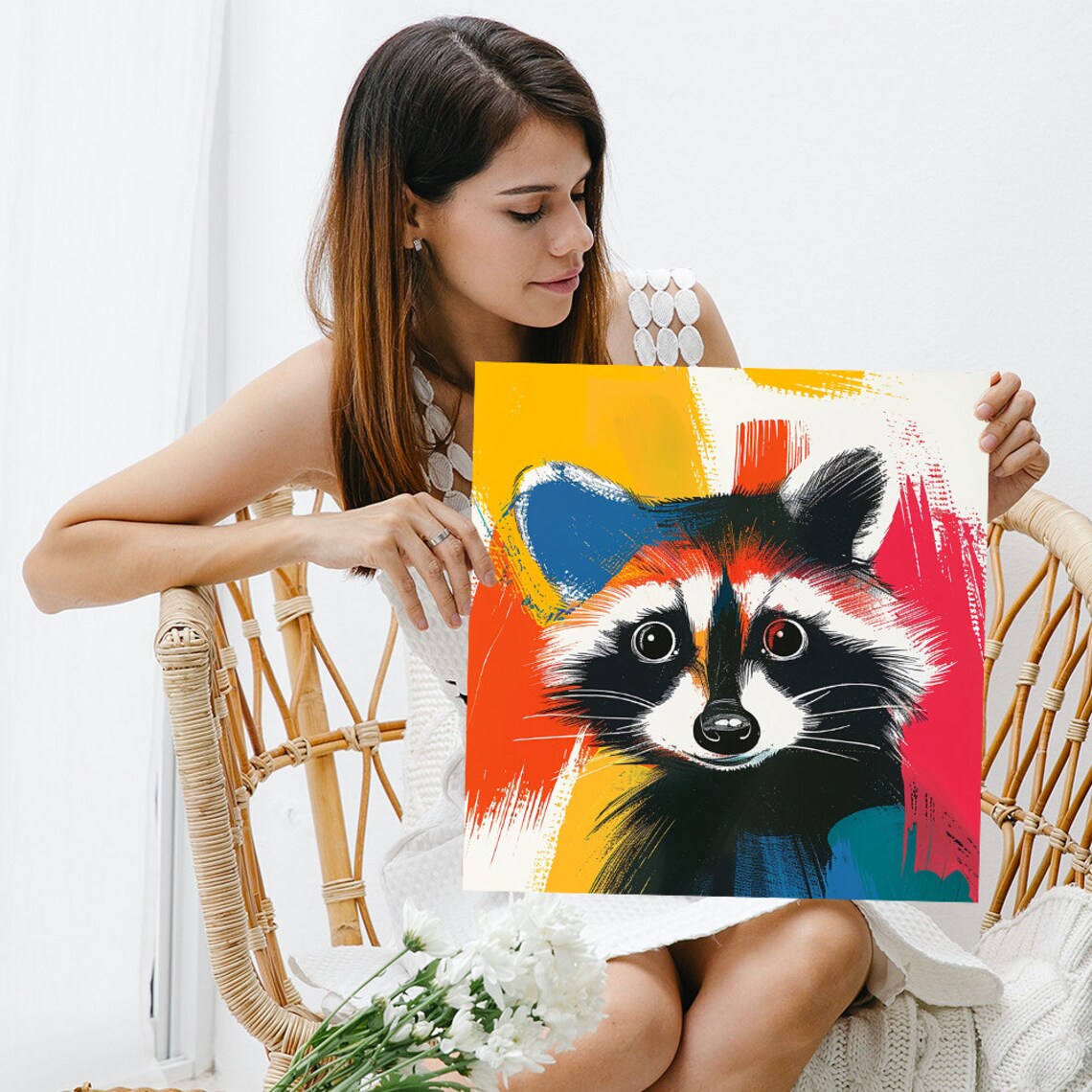 Raccoon Modern Bohemian Art Print, Animal Decor - Image 3