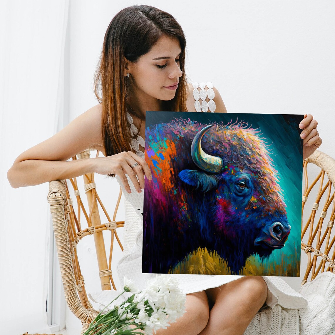 Abstract Bison Art Print, Wildlife Wall Decor - Image 3