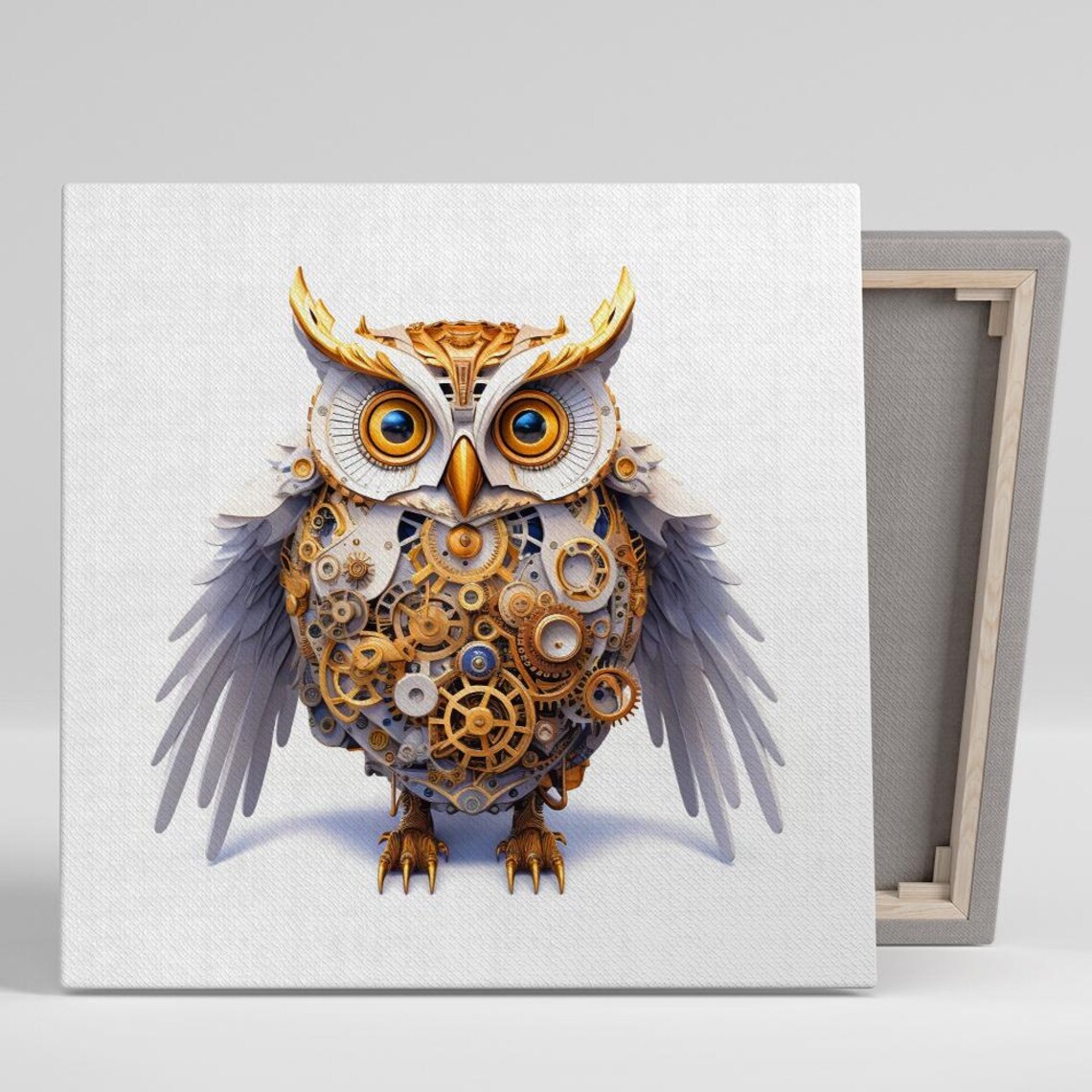 Mechanical Owl Steampunk Art Print, Industrial Decor