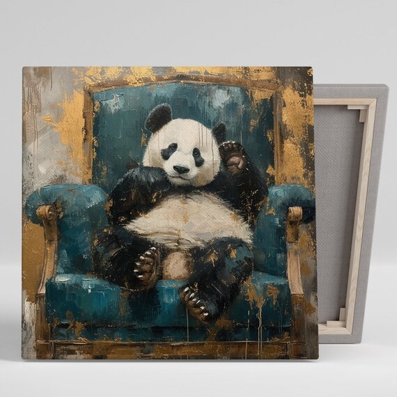Regal Panda Lounger, Contemporary Animal Art Print