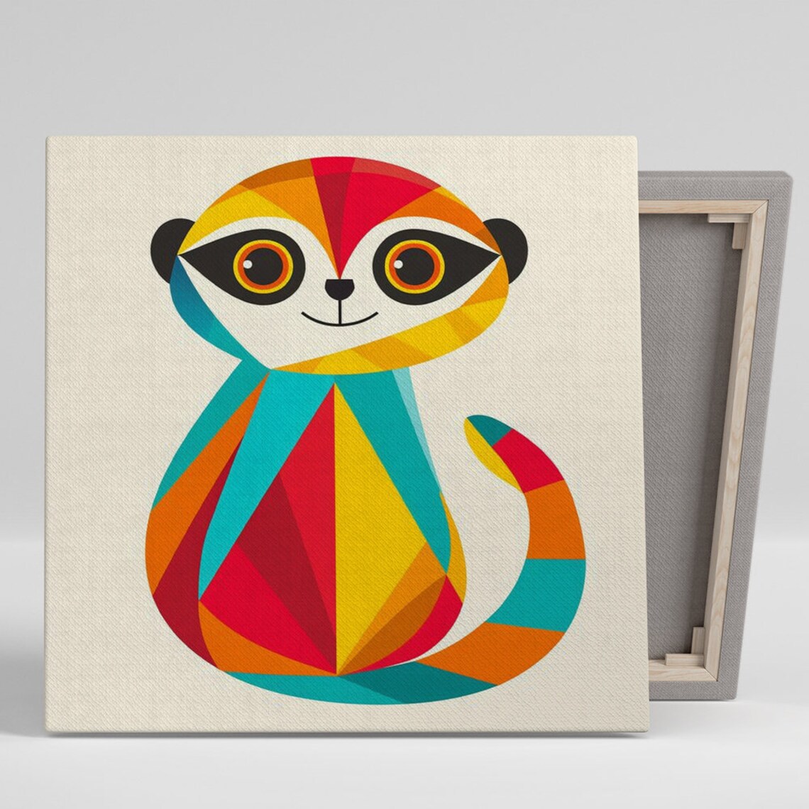 Geometric Meerkat Colorful Rainbow Faceted Modern Nursery Poster