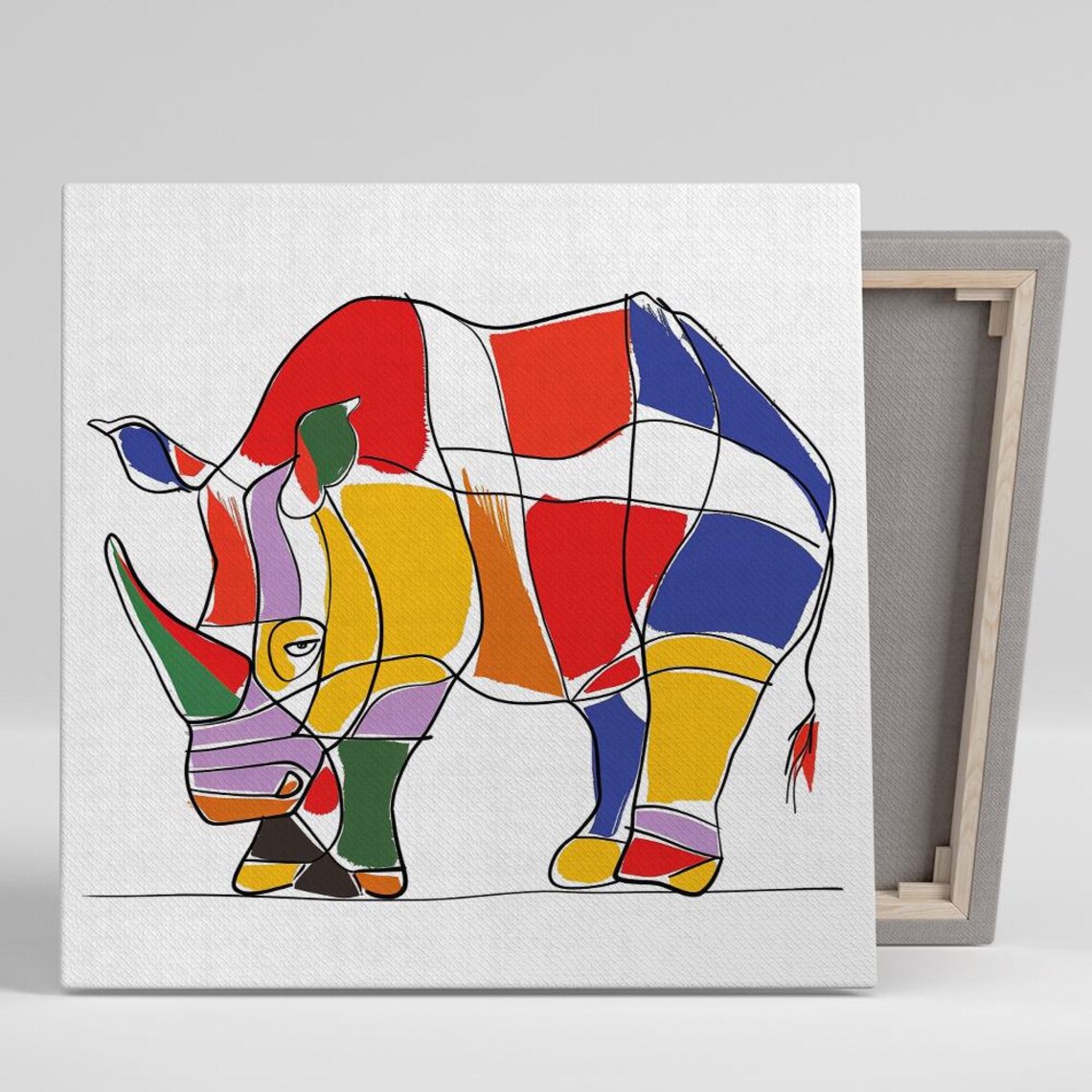 Rhino Mosaic Art Print, Modern Bohemian Decor