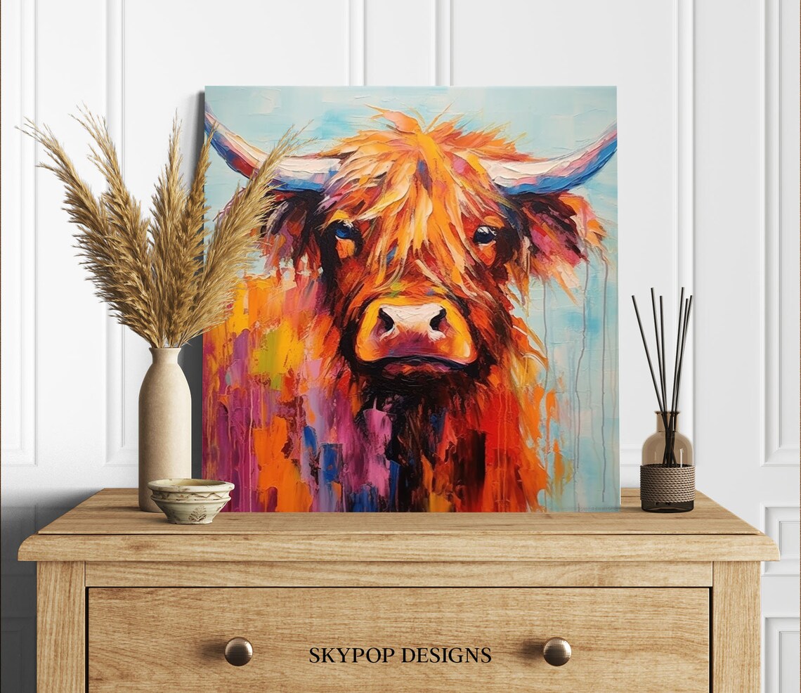 Highland Cow Wall Art Print, Farm Animal Decor - Image 2