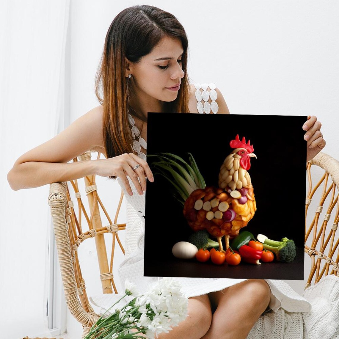 Rooster Made Of Vegetables Still Life Food Art Creative Wall Poster - Image 3