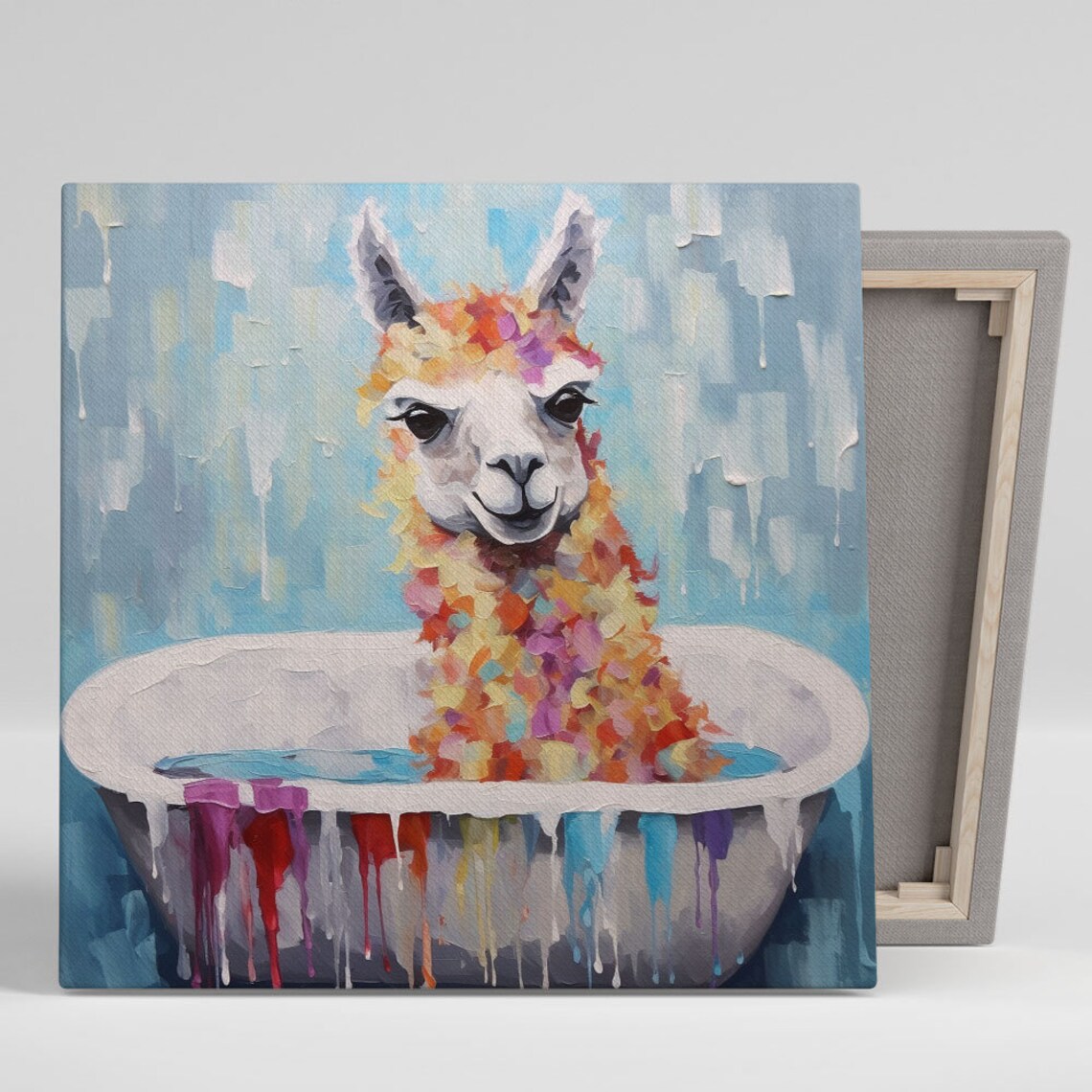 Llama In Bathtub, Bathroom Animal Wall Art Print