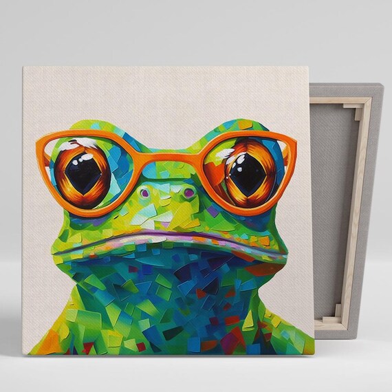 Funky Frog Vision Pop Art Poster, Whimsical Decor