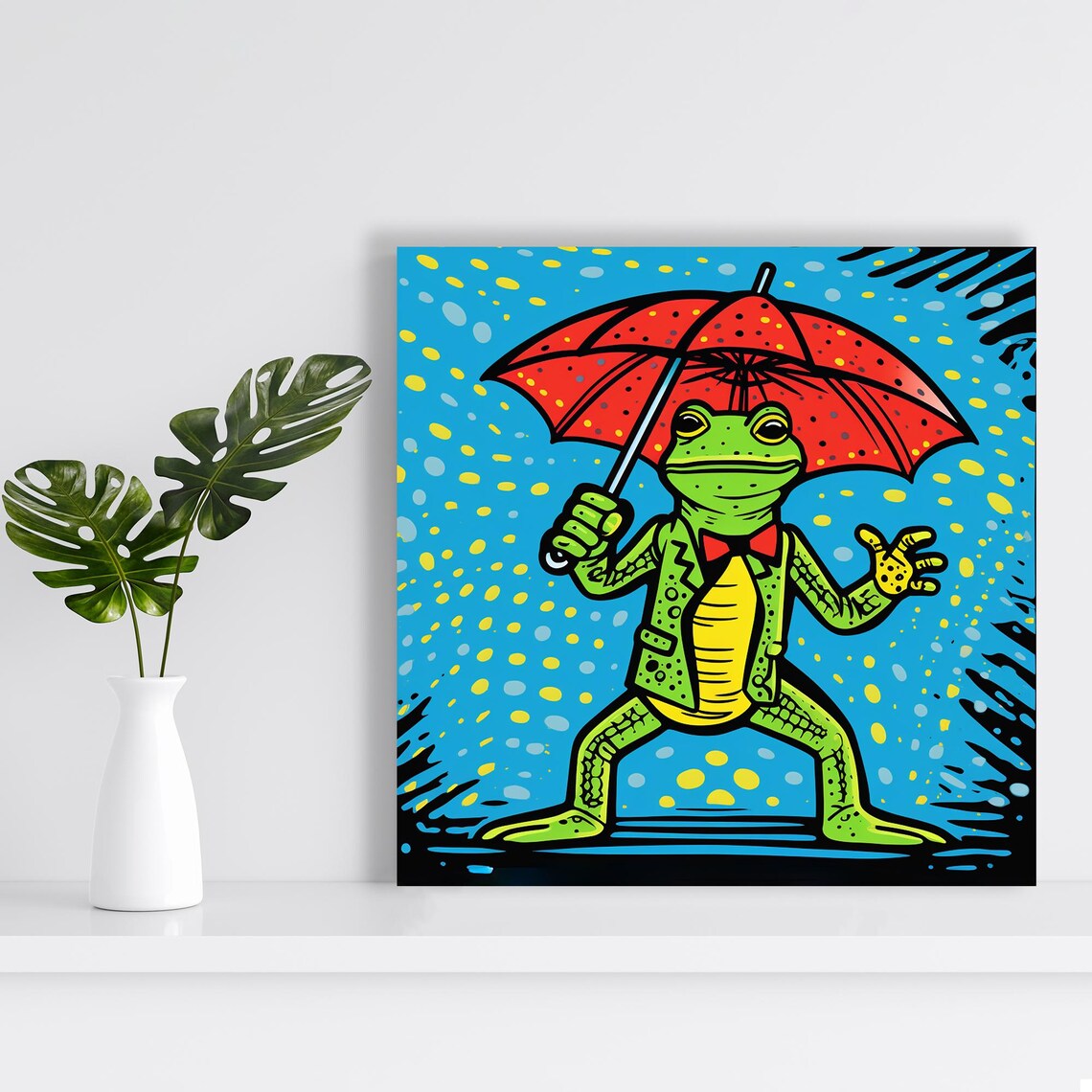 Dapper Frog in the Rain, Whimsical Animal Poster - Image 2