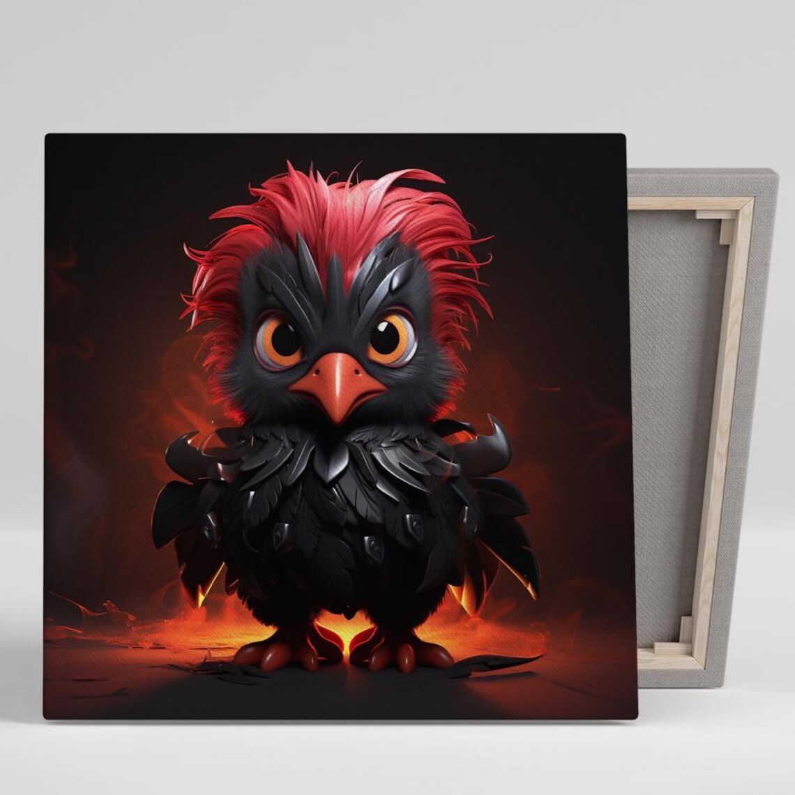 Cute Baby Phoenix Chick Fiery Fantasy Bird Art Poster Kids Room Decor