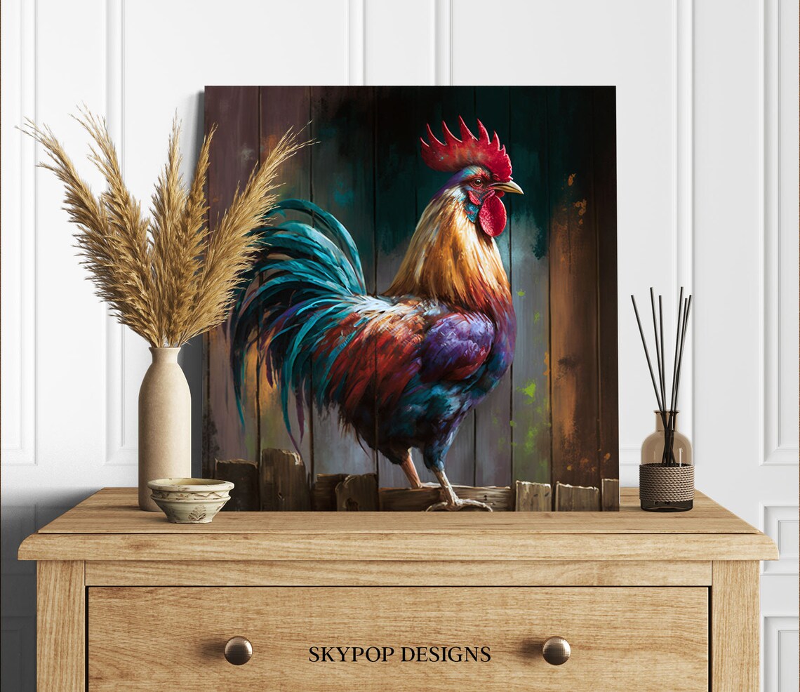 Rooster Farmhouse Art Print, Animal Wall Decor - Image 2