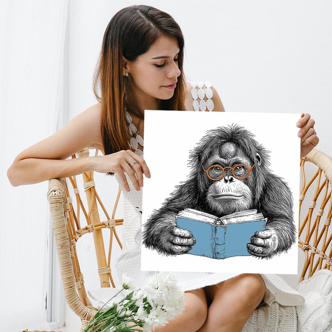 Orangutan Whimsical Animal Poster, Modern Decor - Image 3