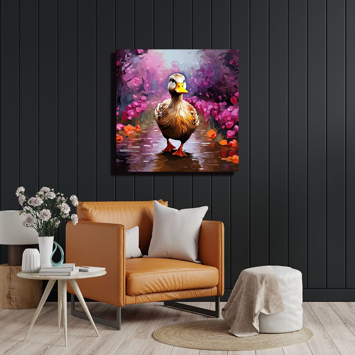 Duck With Flowers Art Print, Whimsical Floral Decor - Image 2