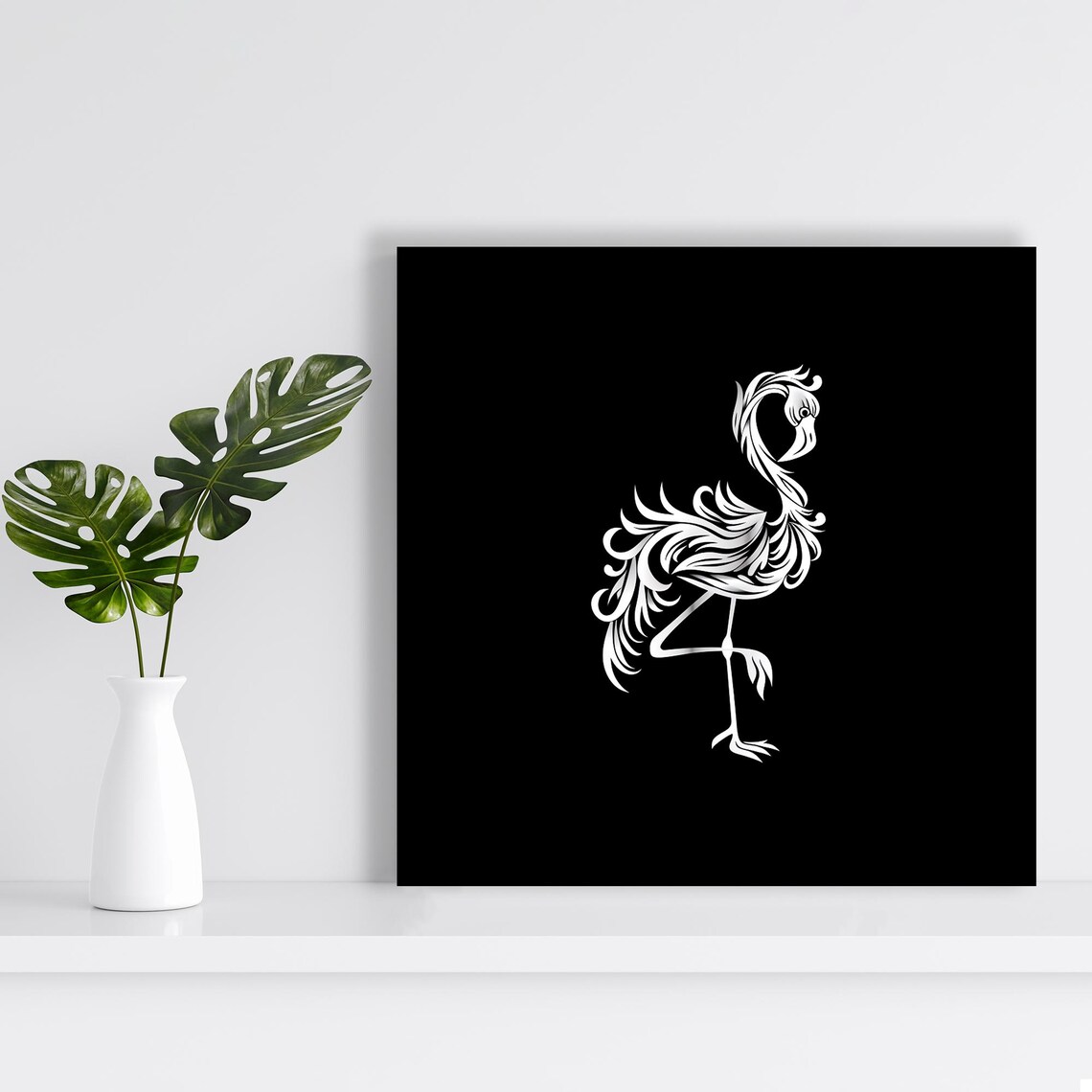 Flamingo Silhouette Minimalist Modern Art Print - Image 2