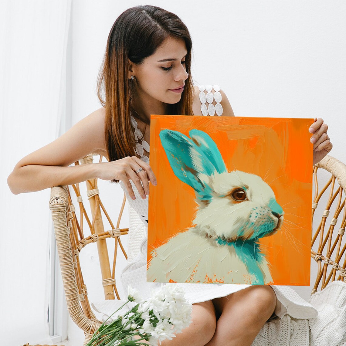 Bunny Art Print, Contemporary Animal Decor for Kids - Image 3