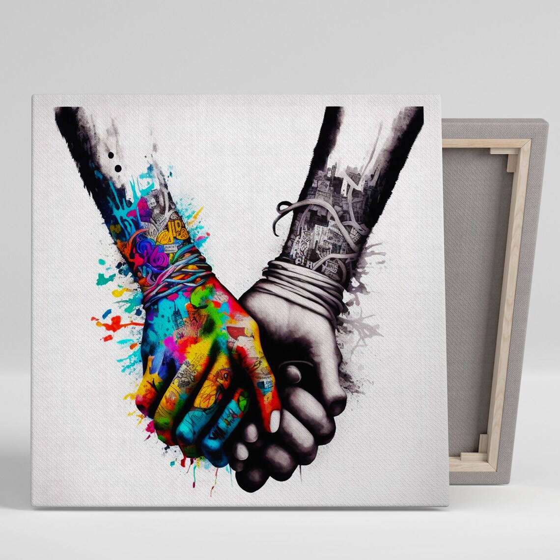 Hand Holding Abstract Poster Print, Colorful Maximalist