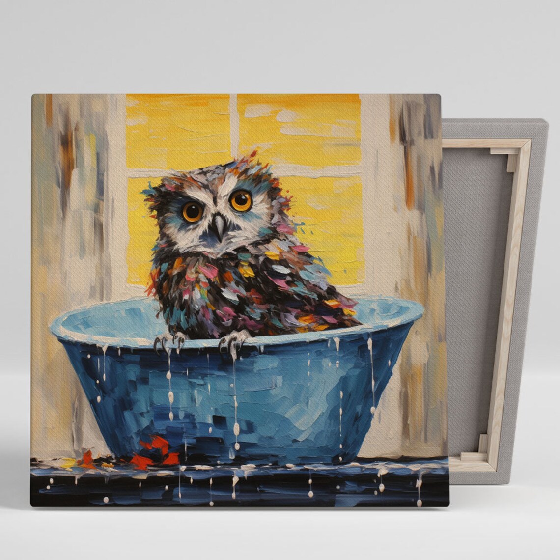 Owl In Bathtub Bathroom Wall Art, Animal Poster