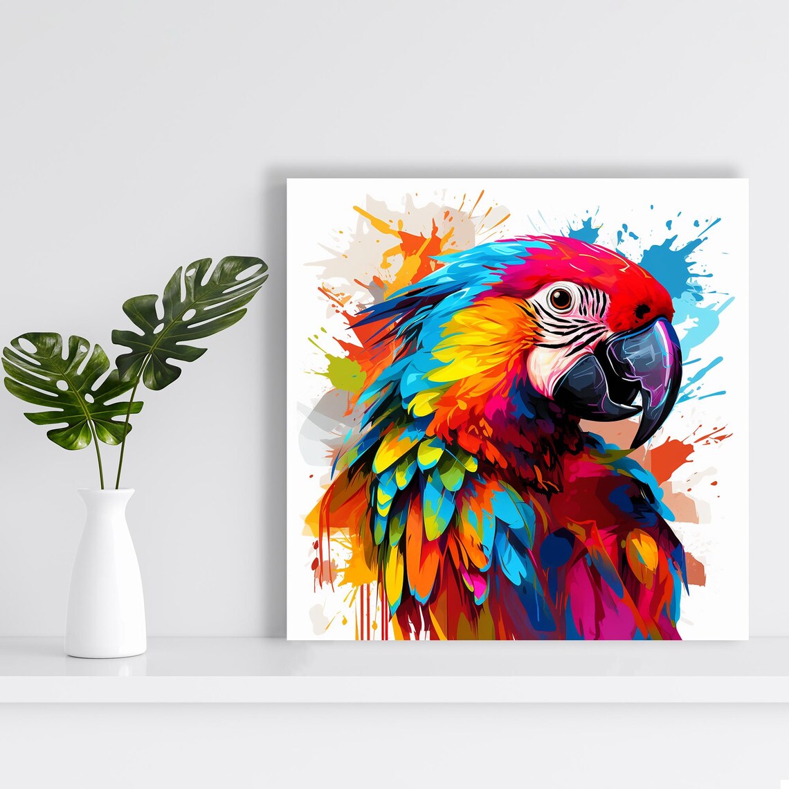 Macaw Splash Art Print, Contemporary Eclectic Decor - Image 2