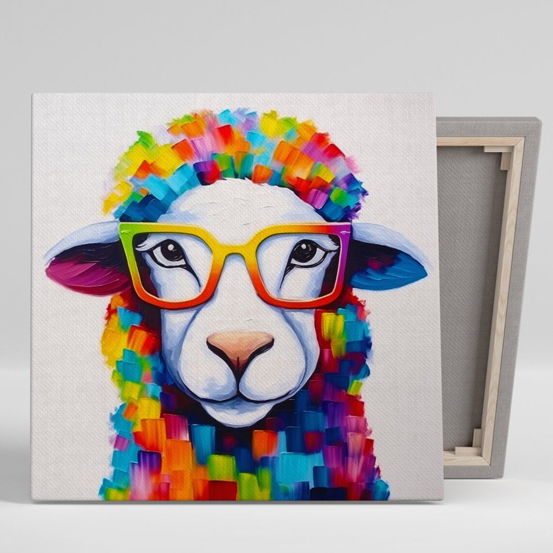 Rainbow Sheep Spectacles, Whimsical Pop Art Print