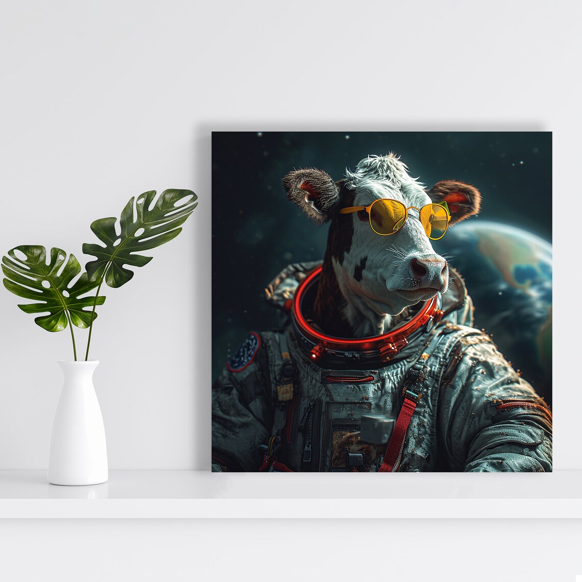 Cosmic Cow Astronaut Poster, Whimsical Animal Art - Image 2