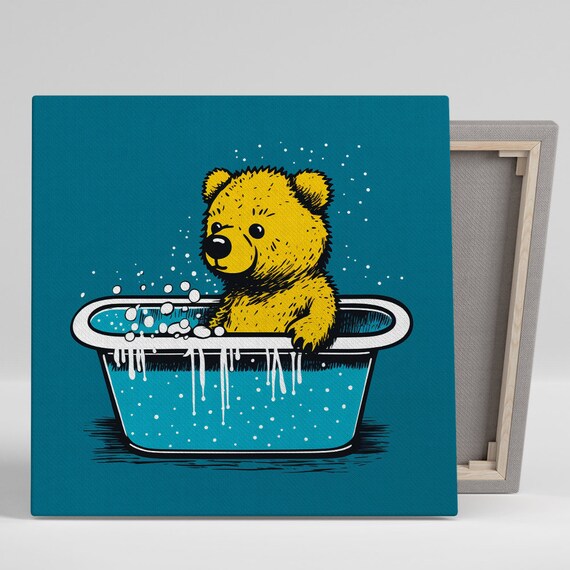 Bathtub Bear Pop Art Bathroom Wall Art Print, Children's Room