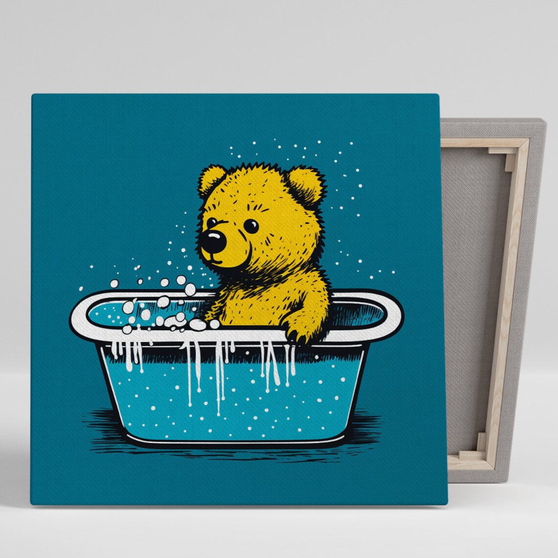 Bathtub Bear Pop Art Bathroom Wall Art Print, Children's Room
