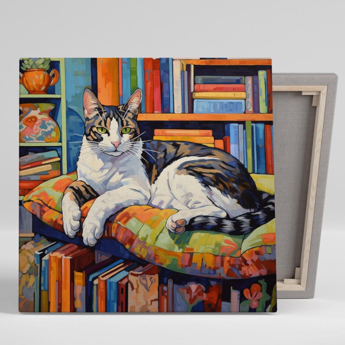 Bookworm Cat Contemporary Pop Art Poster Print