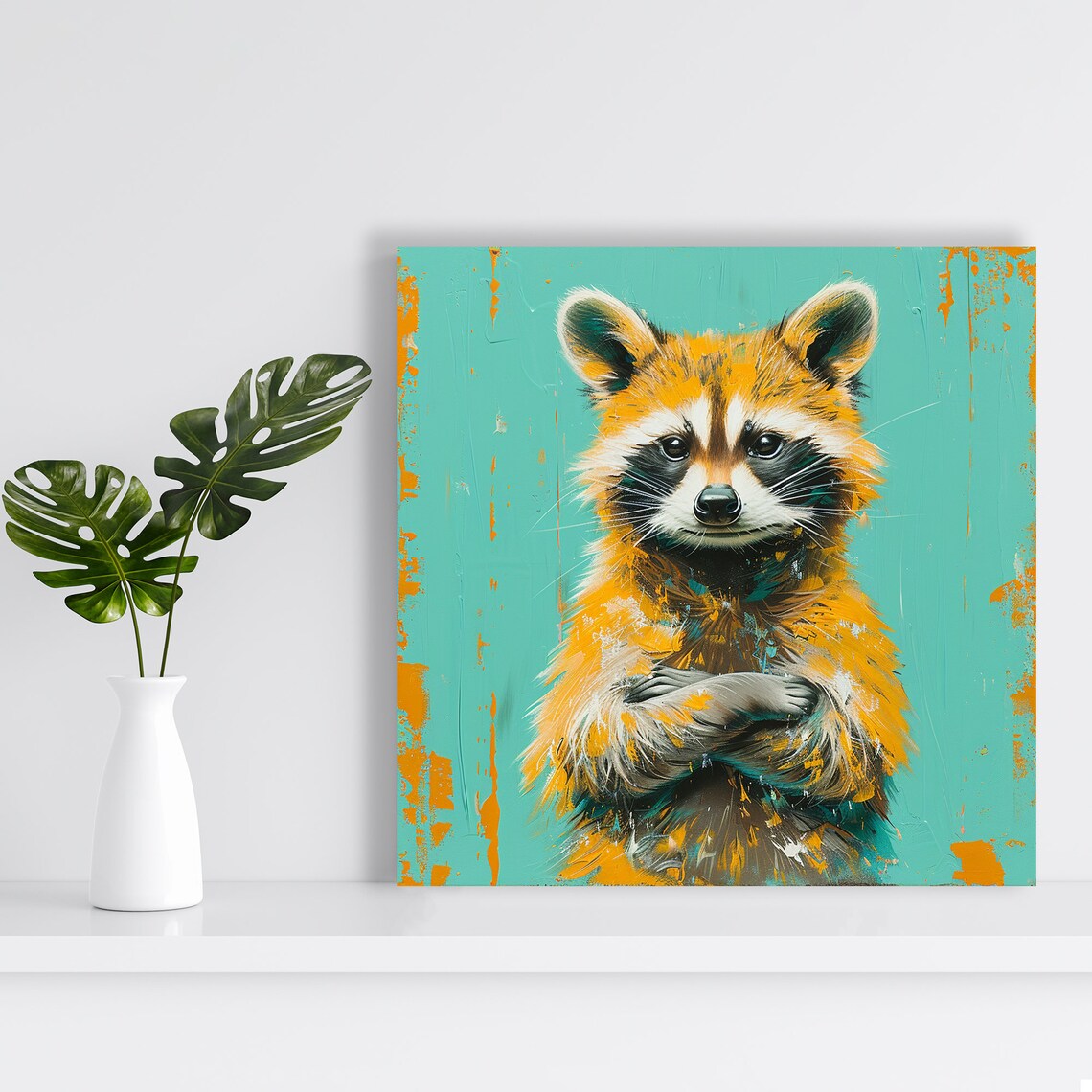 Raccoon Portrait, Whimsical Rustic Wall Art Print - Image 2