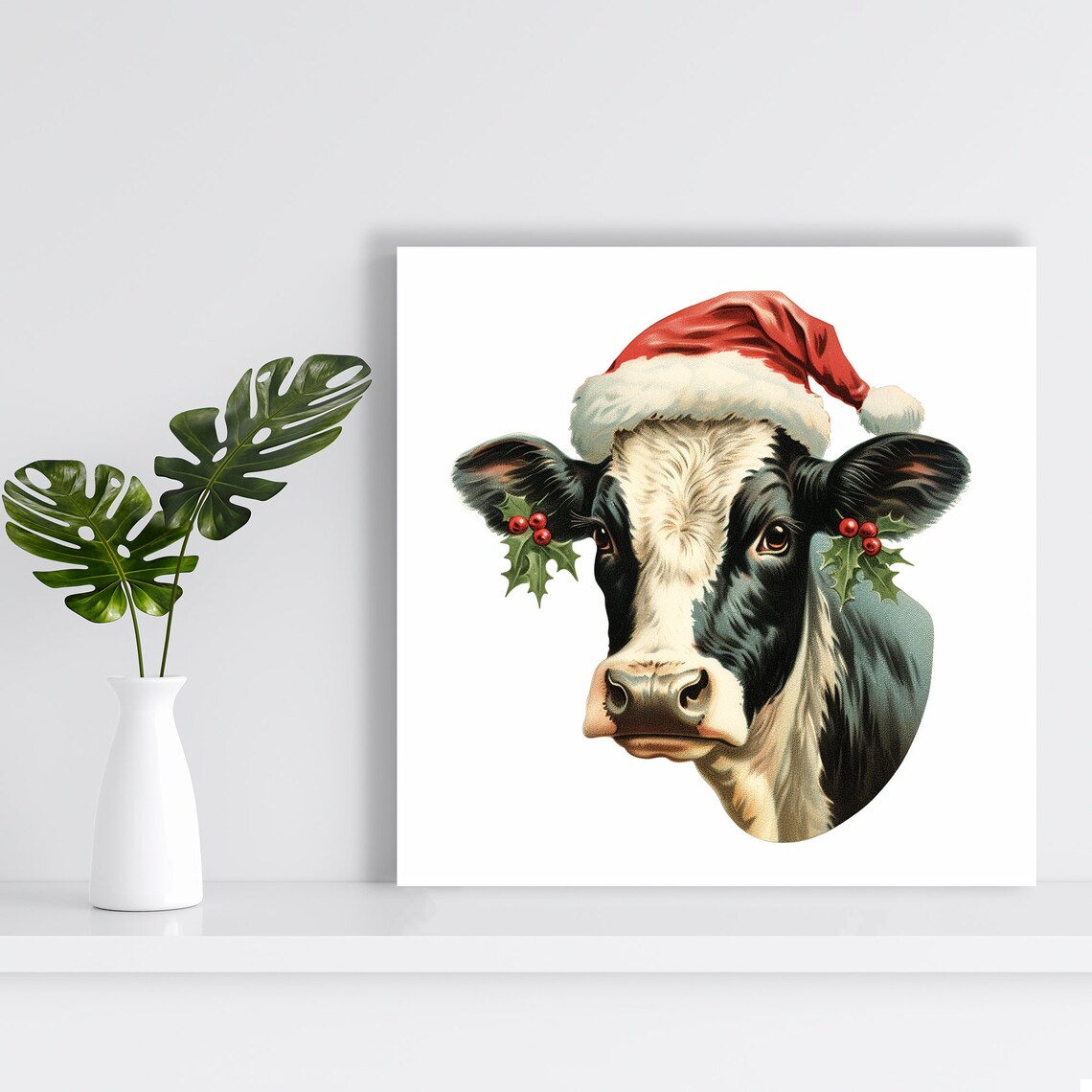 Cow Holiday Moo D, Whimsical Farmhouse Art Print - Image 2