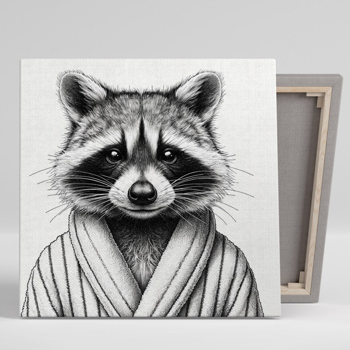 Raccoon in Bathrobe, Whimsical Bathroom Art Print