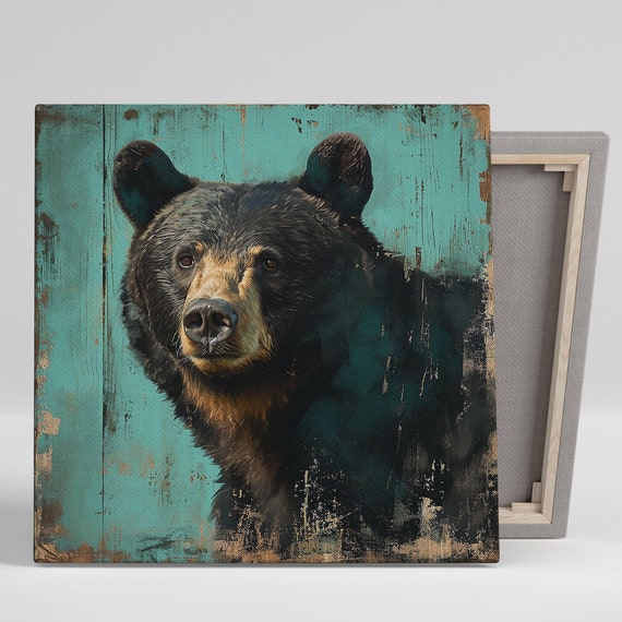Rustic Bear Portrait Wall Art Print, Nature Decor