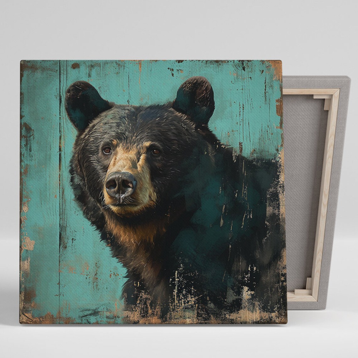 Rustic Bear Portrait Wall Art Print, Nature Decor