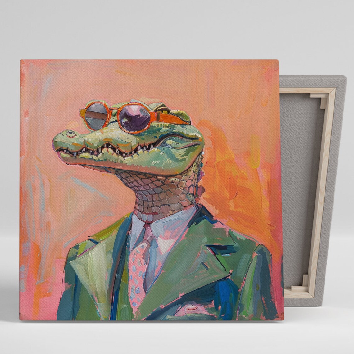 Dapper Gator Surrealism Whimsical Decor Art Print