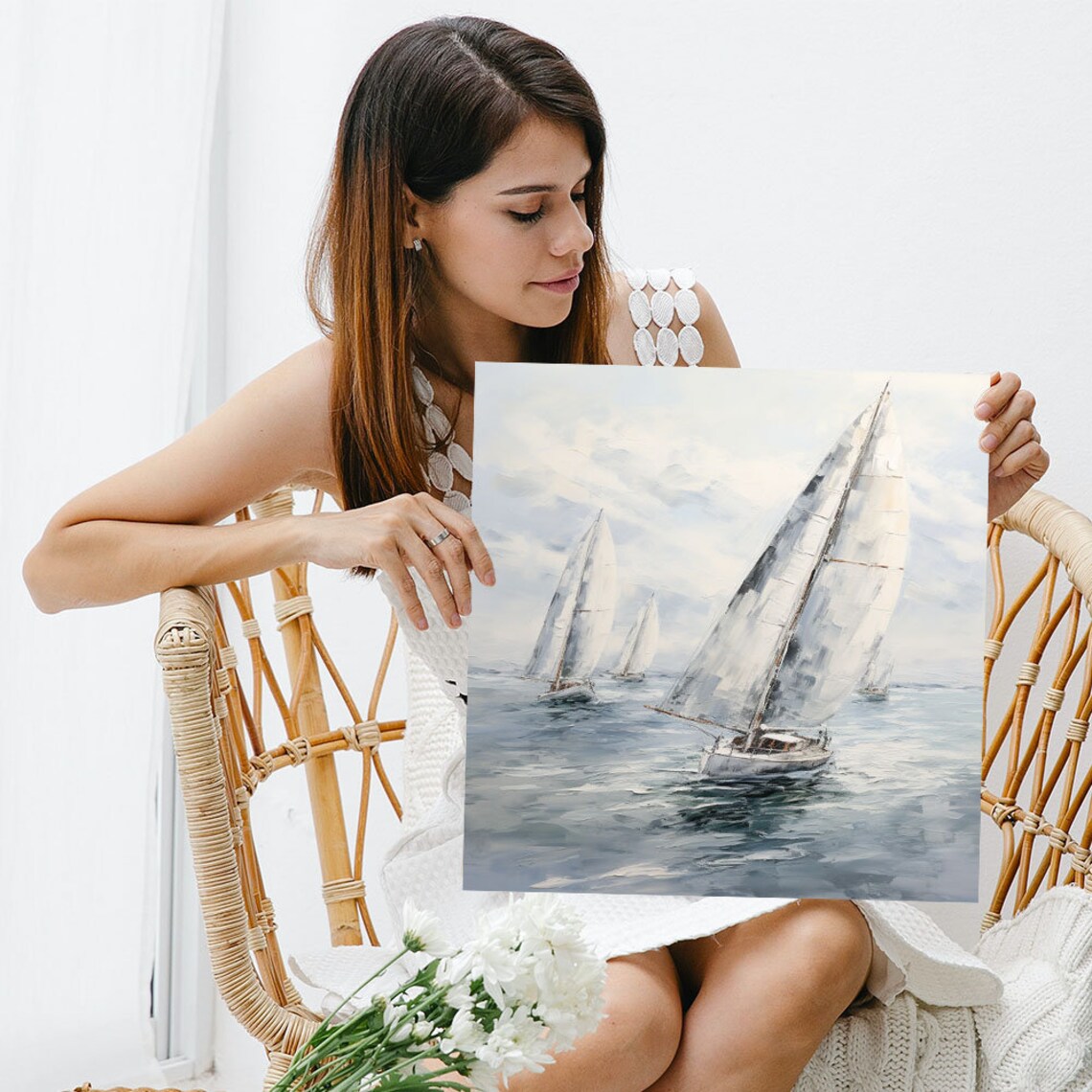 Sailing Boat Seascape Art Print, Coastal Decor - Image 3