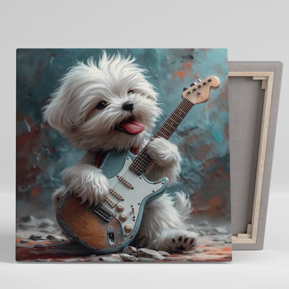 Whimsical Maltese Dog Art Print, Animal Music Decor