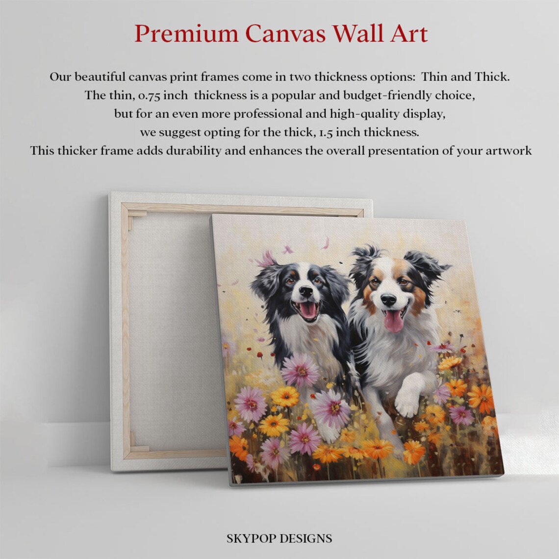 Two Dogs in Floral Fields, Living Room Art Print - Image 4