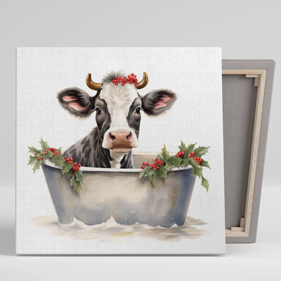 Cow Bathtub Art Print, Whimsical Farmhouse Decor
