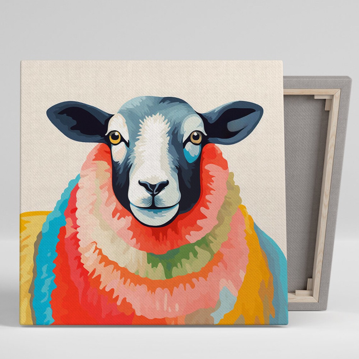 Colorful Sheep Art Print, Whimsical Contemporary Decor