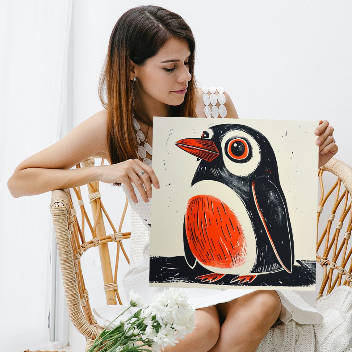 Penguin Whimsical Contemporary Wall Art Print - Image 3